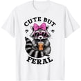 thumbnail image 1 of Cute But Feral Funny Colorful Raccoon With Sunglasses Racoon Unisex T-Shirt for Men Women Kids Toddler,White Color,Size YXS, 1 of 5
