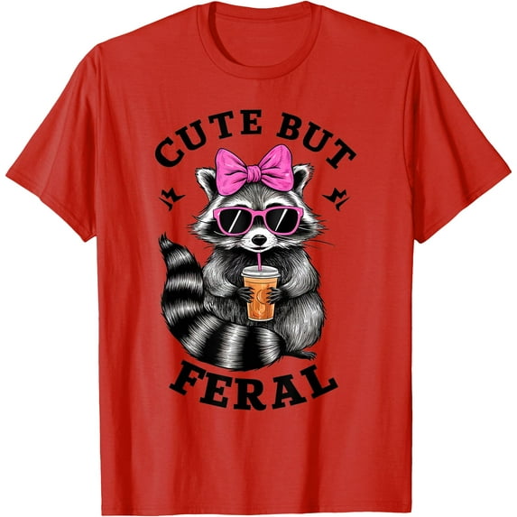 Cute But Feral Funny Colorful Raccoon With Sunglasses Racoon Unisex T-Shirt for Men Women Kids Toddler