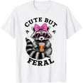 thumbnail image 1 of Cute But Feral Funny Colorful Racoon With Sunglasses Racoon Womens T-Shirt, 1 of 7