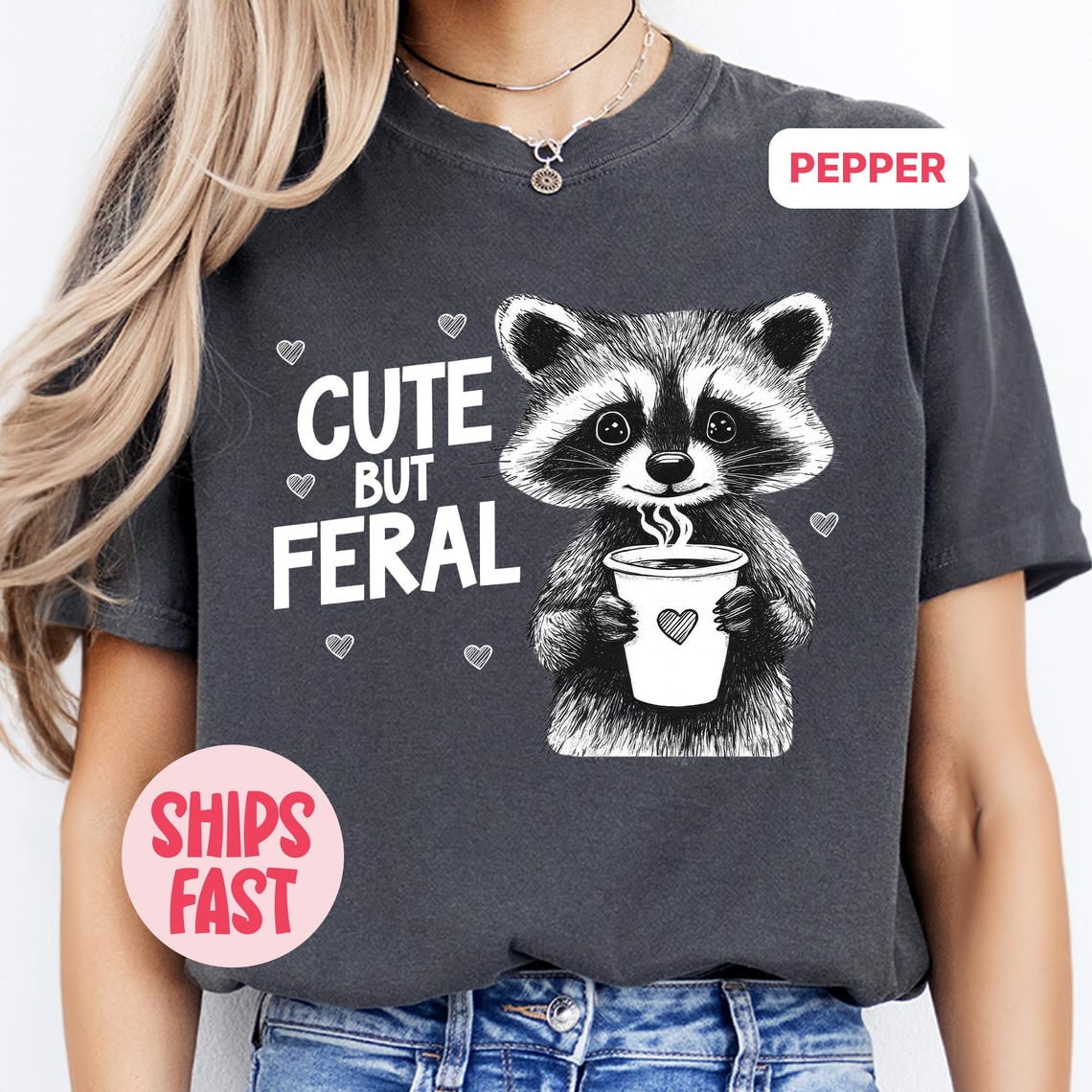 Feral But Cute Junior s Graphic Baby Tee Sizes XS XXL