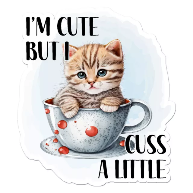 "I Love Jesus But I Cuss A Little" Vinyl Decal Sticker - 5.5x1.5 Inch White, For Car, Laptop, Water Bottle