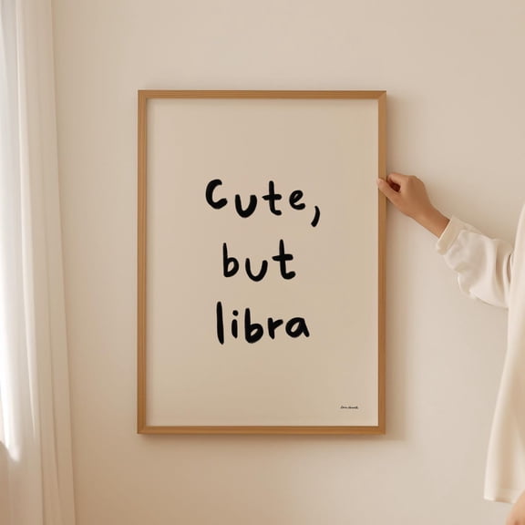 Cute But Libra Zodiac Typography Wall Art, Unframed Paper Print Size 8x12