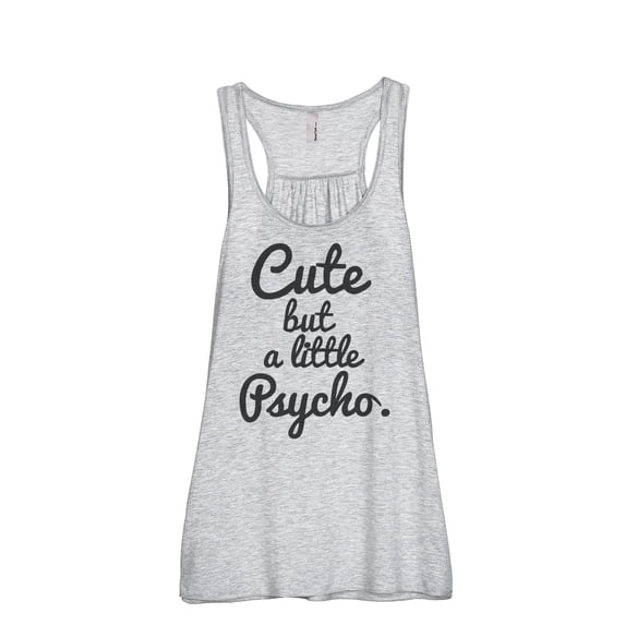 Cute But a Little Psycho Women's Fashion Sleeveless Flowy Racerback Workout Yoga Tank Top Sport Grey 2X-Large