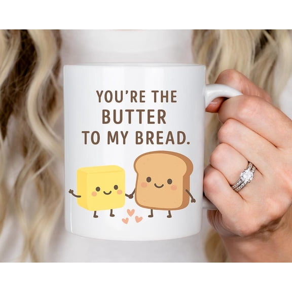 Cute Butter To My Bread Mug Funny Couple Gift Adorable KawaI1I Breakfast Love Mug For B1Oyfriend Girriend Annrsary Coffee Lovers
