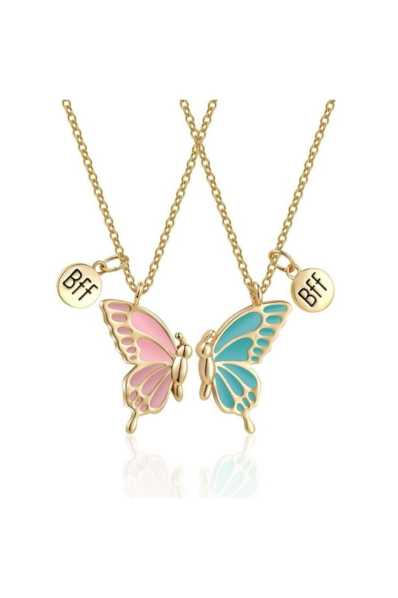 Cute Butterfly BFF Necklaces for 2, Butterfly Friendship Necklace