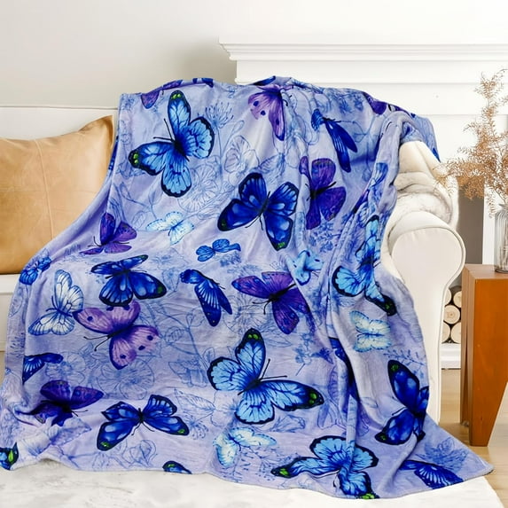 Cute Butterfly Blanket for Women Girls Kids Adults 40" x 50", Flannel Throw for Sofa Couch Bed Living Room, Gifts for Animal Lovers