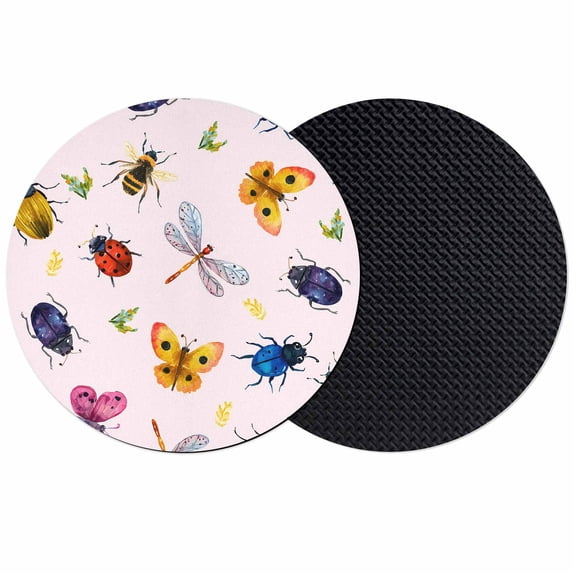 Cute Butterfly Dragonfly Coasters Set of 2, Absorbent Coasters for Drinks, Farmhouse Botanical Floral Pink Coaster for Desk Coffee Table Protection, Home Decor House Warming Gifts 4"