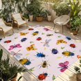 thumbnail image 1 of Cute Butterfly Dragonfly Outdoor Rug for Patio/Deck/Porch, Non-Slip Large Area Rug 5 x 7 Ft, Farmhouse Botanical Floral Pink Indoor Outdoor Rugs Washable Area Rugs, Camping Rug Carpet Runner, 1 of 8