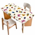 thumbnail image 1 of Cute Butterfly Dragonfly Table Cloths for 4 Foot Rectangle Tables, Farmhouse Botanical Floral Beige Patio Waterproof Elastic Fitted Tablecloths, Washable Rectangular Table Cover for Camping, 1 of 8