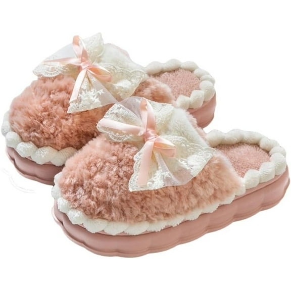 Cute Butterfly Fuzzy Women's Slippers Winter Fluffy Open Toe House Slippers Slip On Plush Bedroom Shoes Indoor Outdoor