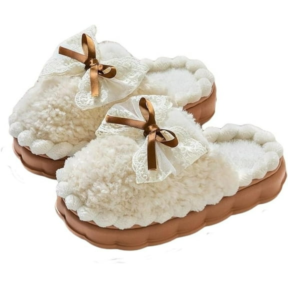 Cute Butterfly Fuzzy Women's Slippers Winter Fluffy Open Toe House Slippers Slip On Plush Bedroom Shoes Indoor Outdoor