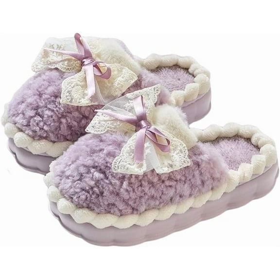Cute Butterfly Fuzzy Women's Slippers Winter Fluffy Open Toe House Slippers Slip On Plush Bedroom Shoes Indoor Outdoor