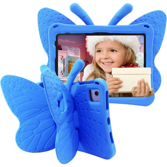 Cute Butterfly Kids Case for Apple iPad (A16) 11th Generation 11 Inch (2025), iPad 10th Generation 10.9 Inch (2022), 3D Cartoon EVA Foam Shockproof Stand Cover for Girls - Pink