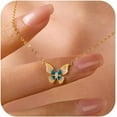 thumbnail image 1 of Cute Butterfly Necklaces for Women 14K Gold Plated Blue Enamel Butterfly Insect Choker Pendant Necklace 925 Sterling Silver CZ Charm Chain Necklace Jewelry Christmas Gifts to Daughter, 1 of 10