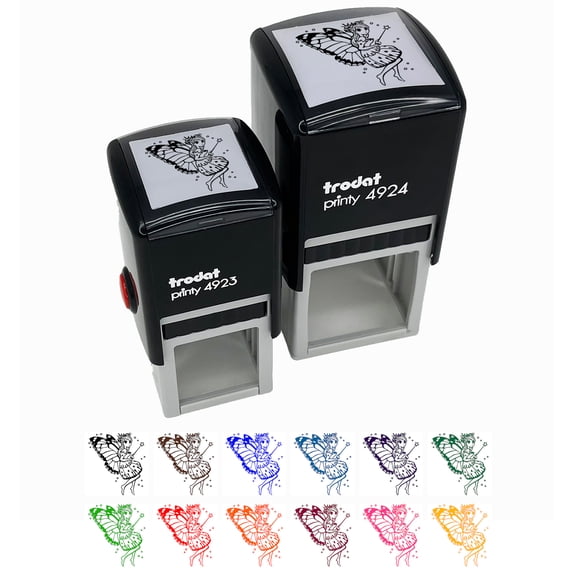 Cute Butterfly Pixie Fairy Girl Self-Inking Rubber Stamp Ink Stamper - Black Ink - Small 1 Inch
