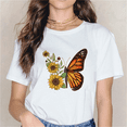 thumbnail image 1 of Cute Butterfly Sunflower Print T-shirts For Women Summer Lovely Short Sleeve Casual T-shirts Funny Ladies Round Neck Tops, 1 of 5