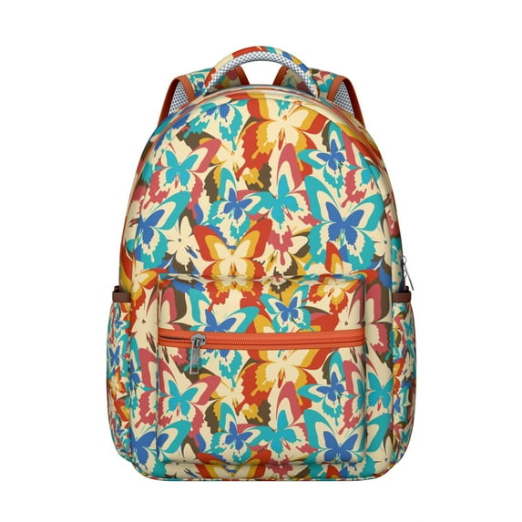 "Cute Butterfly Themed Bookbag - Spacious School Backpack with Padded Laptop Sleeve, Fashionable"