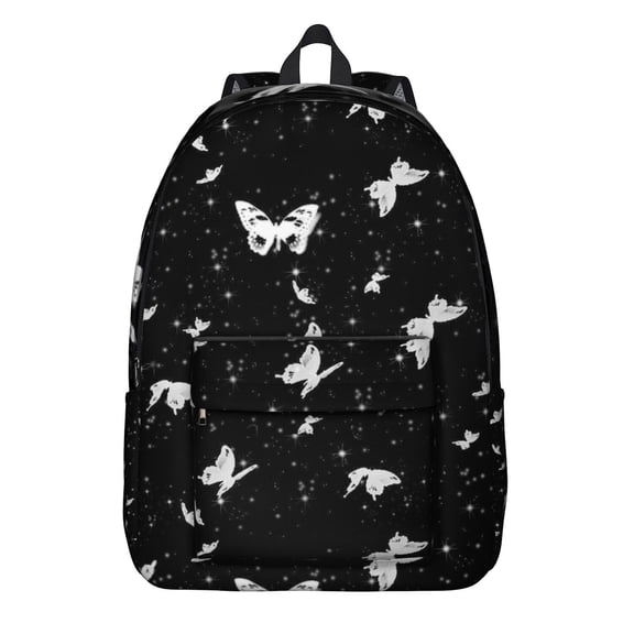 Cute Butterfly and Flowers Backpack, Waterproof School Bag with Colorful Tropical Pattern and Artistic Print