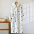 thumbnail image 1 of Cute Button Down Robe for Women Casual Fleece Winter Warm Pajamas House Coats with Pockets Loose Loungewear Beige M, 1 of 3