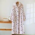 thumbnail image 1 of Cute Button Down Robe for Women Casual Fleece Winter Warm Pajamas House Coats with Pockets Loose Loungewear Pink A L, 1 of 3
