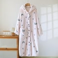 thumbnail image 1 of Cute Button Down Robe for Women Casual Fleece Winter Warm Pajamas House Coats with Pockets Loose Loungewear Pink L, 1 of 7