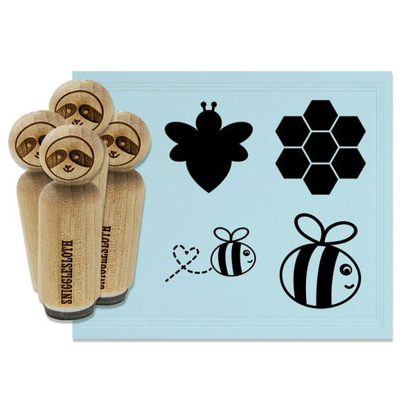 Cute Buzzy Bumble Bee Hive Honeycomb Rubber Stamp Set for Scrapbooking Crafting Stamping - Mini 1/2 Inch