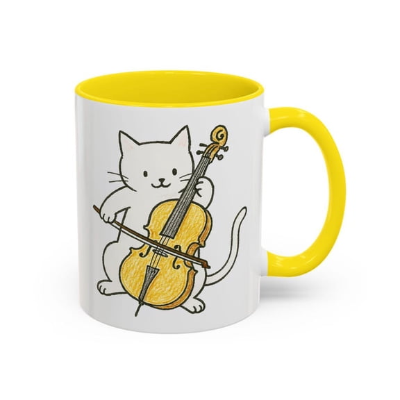 Cute C1At Playing Cello Mug, Funny Musician Kitty CoffeeTea Cup for C1At Lovers, Orchestra Fans,Cla1ssiC1Al Music Gif,Music TeaC1hersCellis