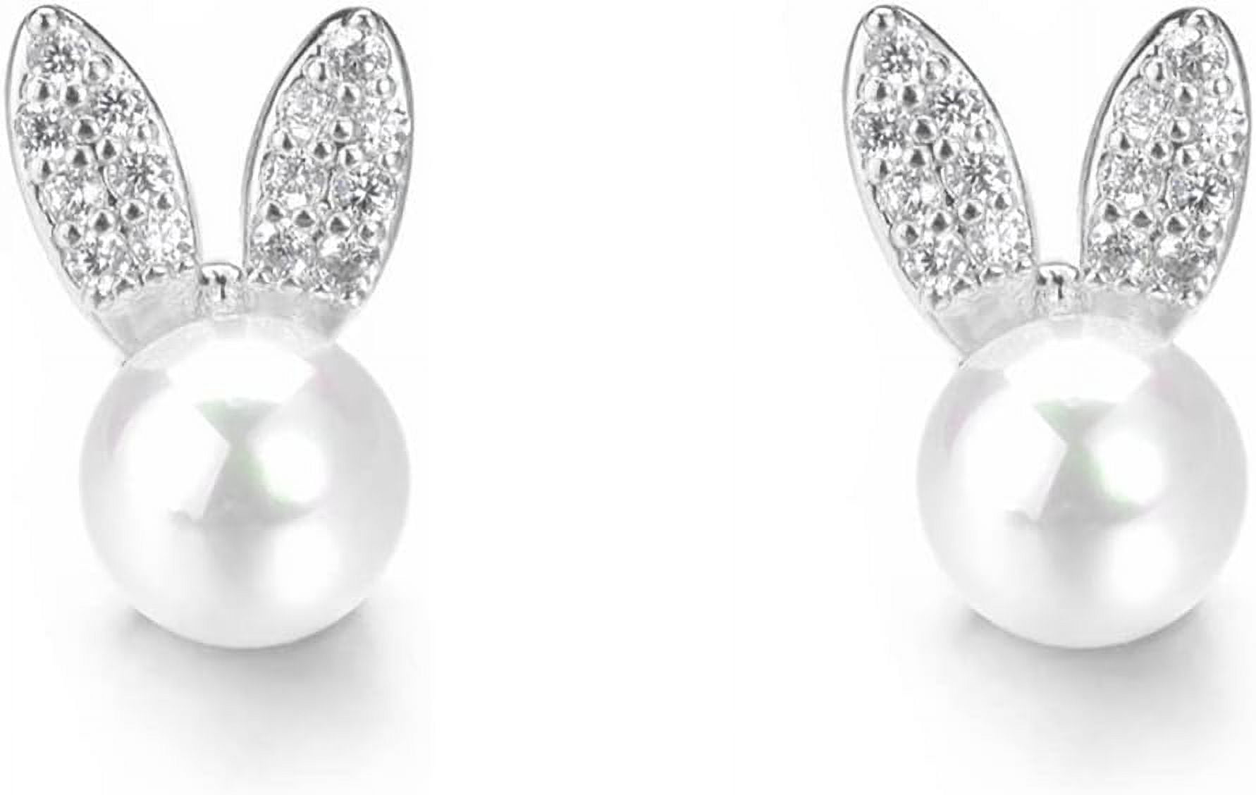 cute-cz-pearl-rabbit-earrings-for-women-silver-gold-toned-pearls-ball