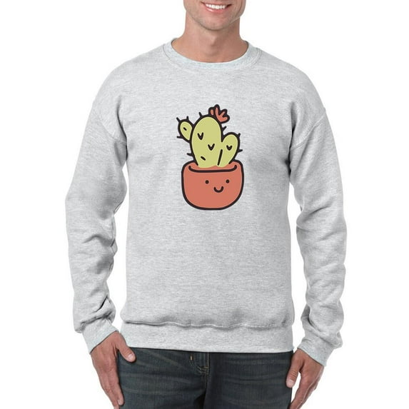 Cute Cactus Buddy Sweatshirt Men -Smartprints Designs, Male Medium
