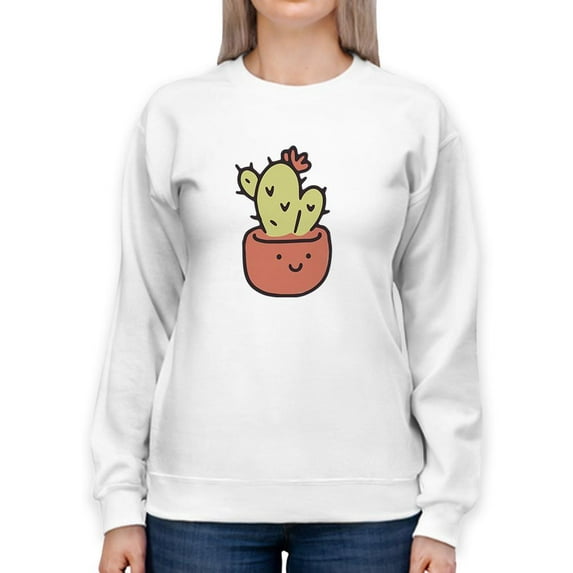 Cute Cactus Buddy Sweatshirt Women -Smartprints Designs, Female 3X-Large