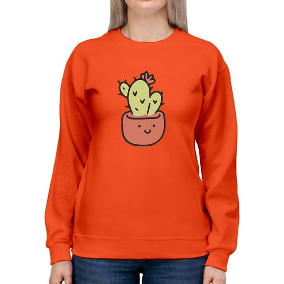 Cute Cactus Buddy Sweatshirt Women -Smartprints Designs, Female Medium