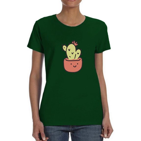 Cute Cactus Buddy T-Shirt Women -Smartprints Designs, Female Large