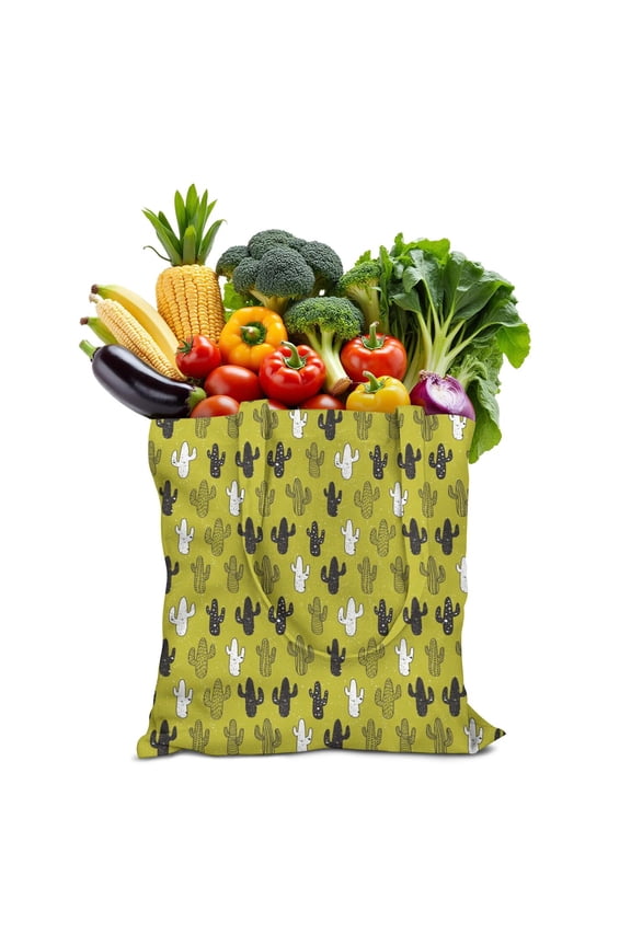 Cute Cactus Canvas Tote Bag, Reusable Desert Style Handbag, Eco-Friendly Southwestern Succulent Shopping Bag for Women