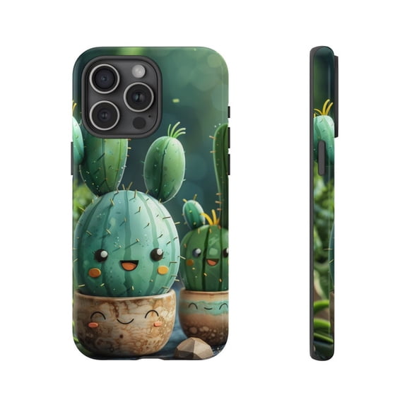 Cute Cactus Cartoon Desert Plants Green Smiling Phone Case for iPhone 11 12 13 14 15 16 17 Pro Max Pixel