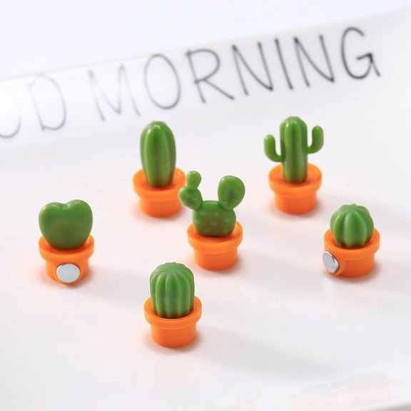 Cute Cactus Fridge Magnets - 6 Pack Mini Succulent Decor with Strong Magnets, Creative Magnetic Pins for Fridge, Office & Dry Erase Board (Adorable Home Decor)