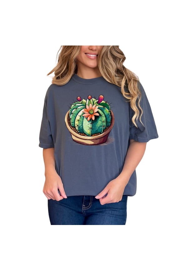 Cute Cactus Graphic Tee, Succulent Plant Illustration Shirt, Summer Cactus T-Shirt, Vibrant Desert Plant Art, Unique Botanical Tee, Denim Comfort Colors T-Shirt, Small