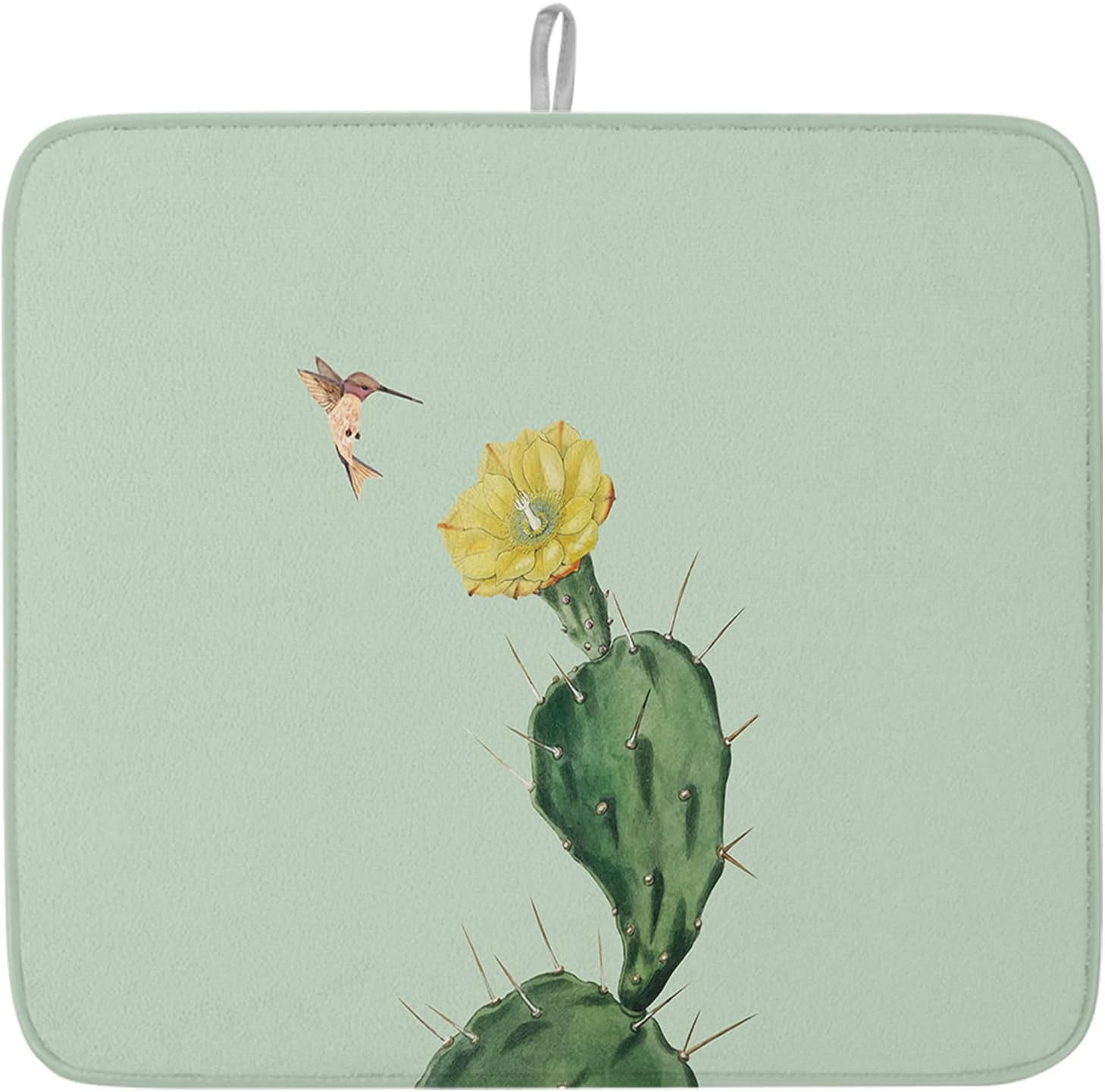 Cute Cactus Hummingbird Dish Drying Mats for Kitchen Counter Succulents ...