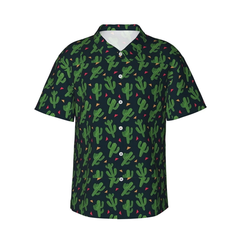 Cute Cactus Men'S 3d Print Casual Button Down Shirts, Novelty Hawaiian  Short Sleeves Xl - Walmart.com