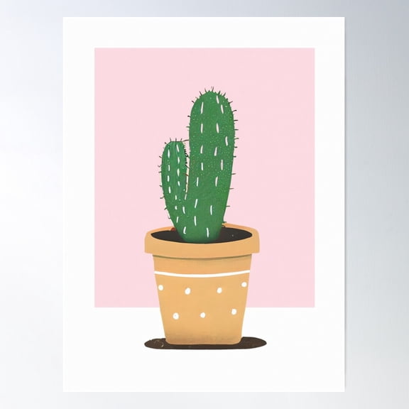Cute Cactus Mid-Century Modern Boho Poster Wall Art, Modern Wall Decor For Living Room Bedroom, 8x12 UNFRAMED