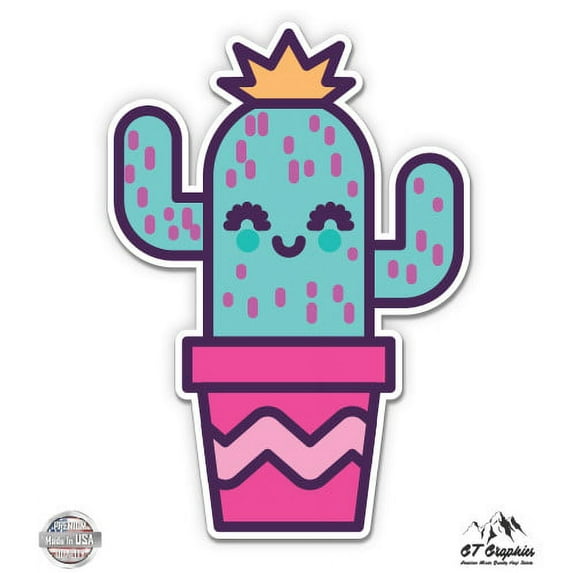 Cute Cactus Princess - 8" Vinyl Sticker - For Car Laptop I-Pad - Waterproof Decal