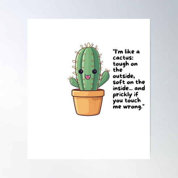Cute Cactus Quote Poster Wall Art, Modern Wall Decor For Living Room Bedroom, 8x12 UNFRAMED