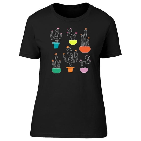 Cute Cactus, Succulents In Pot T-Shirt Women -Image by Shutterstock, Female Large