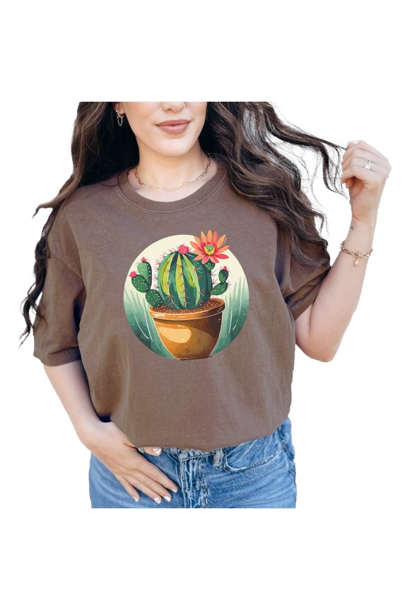 Cute Cactus T-Shirt, Funny Succulent Design, Flower and Plant Lovers Tee, Unique Graphic Shirt, Botanical Art Clothing Gift, Espresso Comfort Colors T-Shirt, Small