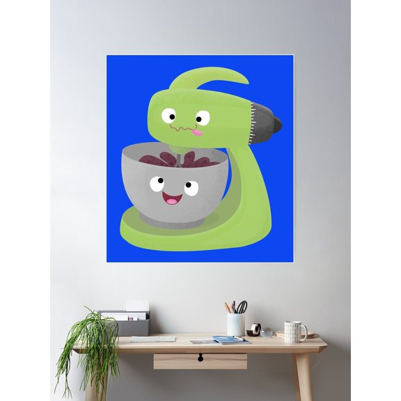 Cute Cake Mixer Kitchen Appliance Cartoon Poster Wall Art, Modern Wall Decor For Living Room Bedroom, 8x12 UNFRAMED