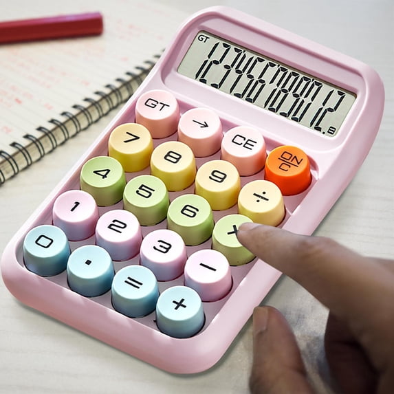 Cute Calculator,Desk Calculator,Colorful Candy Colored Electronic Calculator, 4 Function Calculator, Big Calculator Desktop, 10 Digits LCD Display and Large Button(Purple 6IN)
