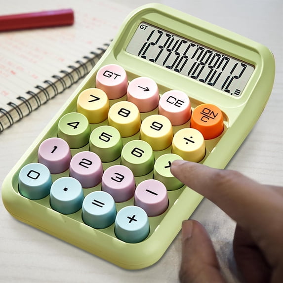 Cute Calculator,Desk Calculator,Colorful Candy Colored Electronic Calculator, 4 Function Calculator, Big Calculator Desktop, 10 Digits LCD Display and Large Button(Green 6IN)