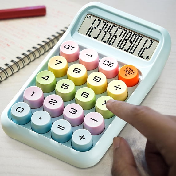 Cute Calculator,Desk Calculator,Colorful Candy Colored Electronic Calculator, 4 Function Calculator, Big Calculator Desktop, 10 Digits LCD Display and Large Button(Blue 6IN)