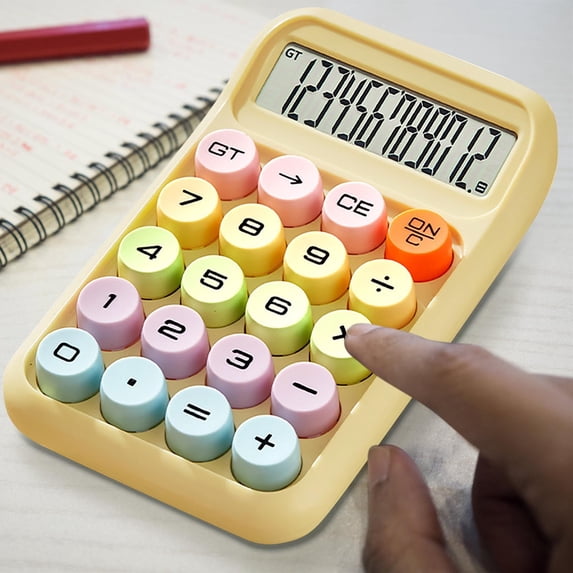 Cute Calculator,Desk Calculator,Colorful Candy Colored Electronic Calculator, 4 Function Calculator, Big Calculator Desktop, 10 Digits LCD Display and Large Button(Yellow 6IN)