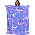 thumbnail image 1 of Cute Camels Blanket Soft Cozy Warm Throw Blanket for Couch, Plush Fuzzy Flannel Fleece Blankets for Sofa, Desert Animals Houses Palm Trees Fantasy Purple Bed Blankets Gifts for Men, 40"x60", 1 of 9