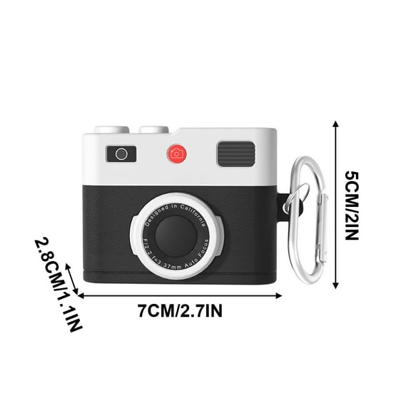 Cute Camera Silicone Earphone Protective Cover for AirPods Pro 4, Shockproof Bluetooth Case with Carabiner, Fun Photography Gift